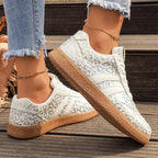 Kaylee - Women's Metallic Leopard Print Lace-Up Sneakers