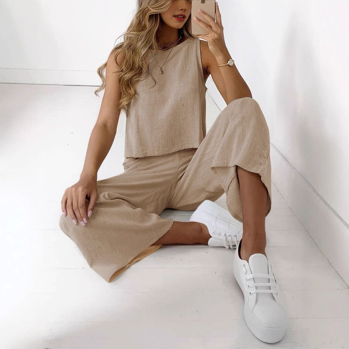 Kendall - Women's Sleeveless Top and Wide Leg Pants Set