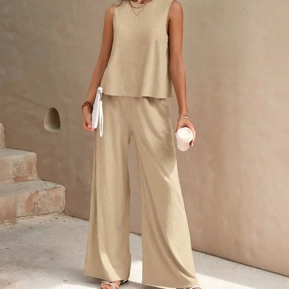 Kendall - Women's Sleeveless Top and Wide Leg Pants Set