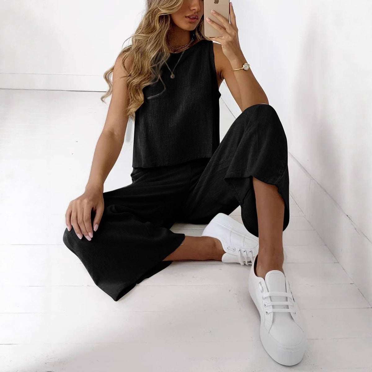 Kendall - Women's Sleeveless Top and Wide Leg Pants Set