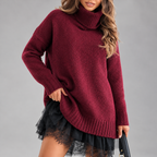 Kendra - Women's Oversized Turtleneck Knit Sweater