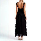 Kennedy - Women's Asymmetrical Ruffle Detail Maxi Dress