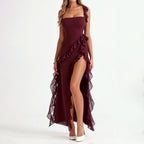 Kennedy - Women's Asymmetrical Ruffle Detail Maxi Dress