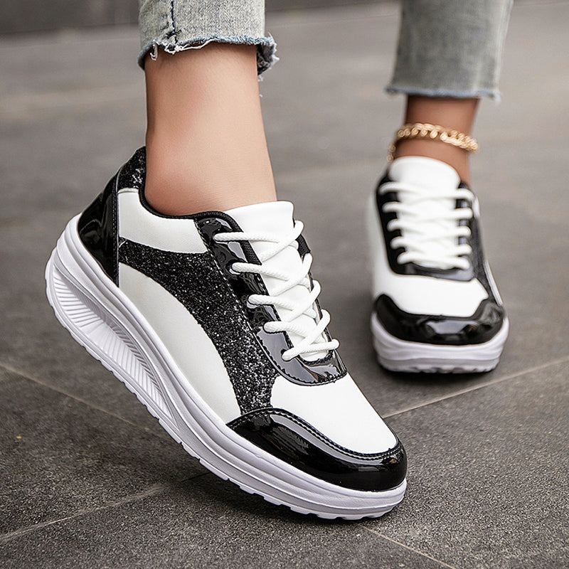 Kennedy - Women's Metallic Glitter Platform Sneakers