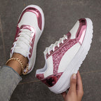 Kennedy - Women's Metallic Glitter Platform Sneakers