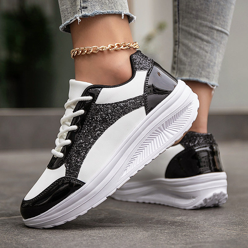Kennedy - Women's Metallic Glitter Platform Sneakers