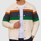 Kevin - Men's Colorblock Knit Jacket with Snap-Button Front
