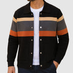 Kevin - Men's Colorblock Knit Jacket with Snap-Button Front