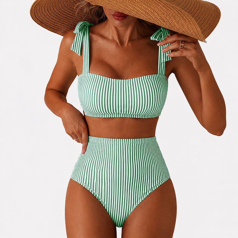 Kiara - Women’s Striped High-Waist Bikini Set
