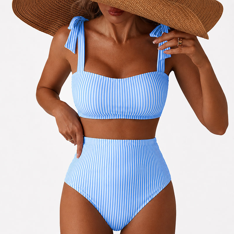 Kiara - Women’s Striped High-Waist Bikini Set