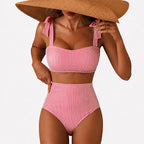 Kiara - Women’s Striped High-Waist Bikini Set