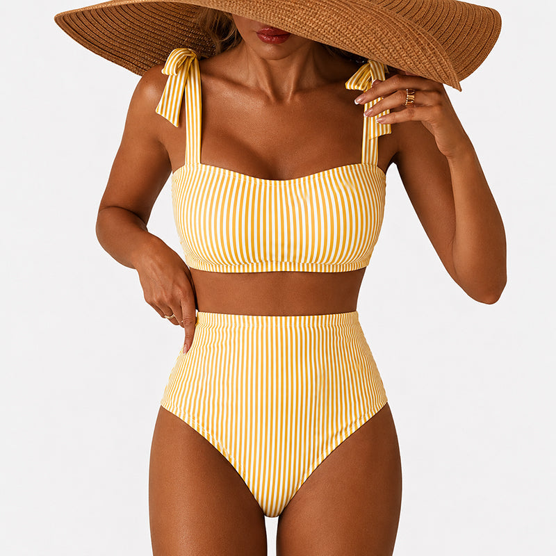 Kiara - Women’s Striped High-Waist Bikini Set