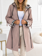 Klair - Women's Hooded Zip Rain Jacket with Checked Cuff Trim