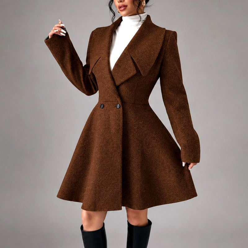 Krista - Women's Wool Long Sleeve Fit-and-Flare Coat