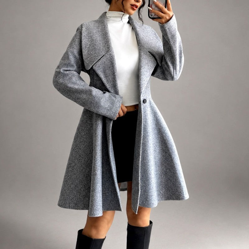 Krista - Women's Wool Long Sleeve Fit-and-Flare Coat