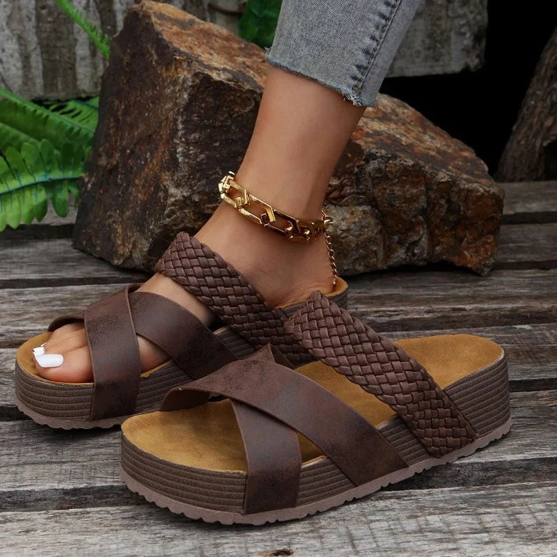 Kylee - Women's Braided Cross Strap Platform Sandals