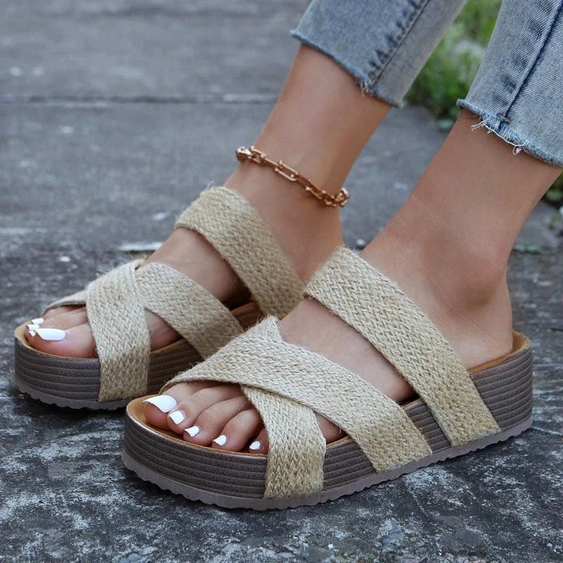 Kylee - Women's Braided Cross Strap Platform Sandals