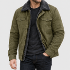 Lance - Men's Genuine Leather Sherpa-Lined Jacket with Snap Front