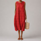 Leanna - Women's Embroidered Sleeveless Midi Dress