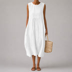 Leanna - Women's Embroidered Sleeveless Midi Dress