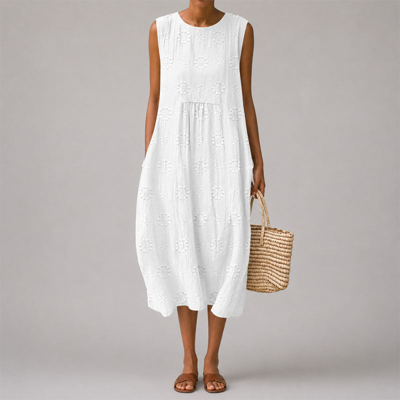 Leanna - Women's Embroidered Sleeveless Midi Dress