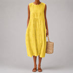 Leanna - Women's Embroidered Sleeveless Midi Dress