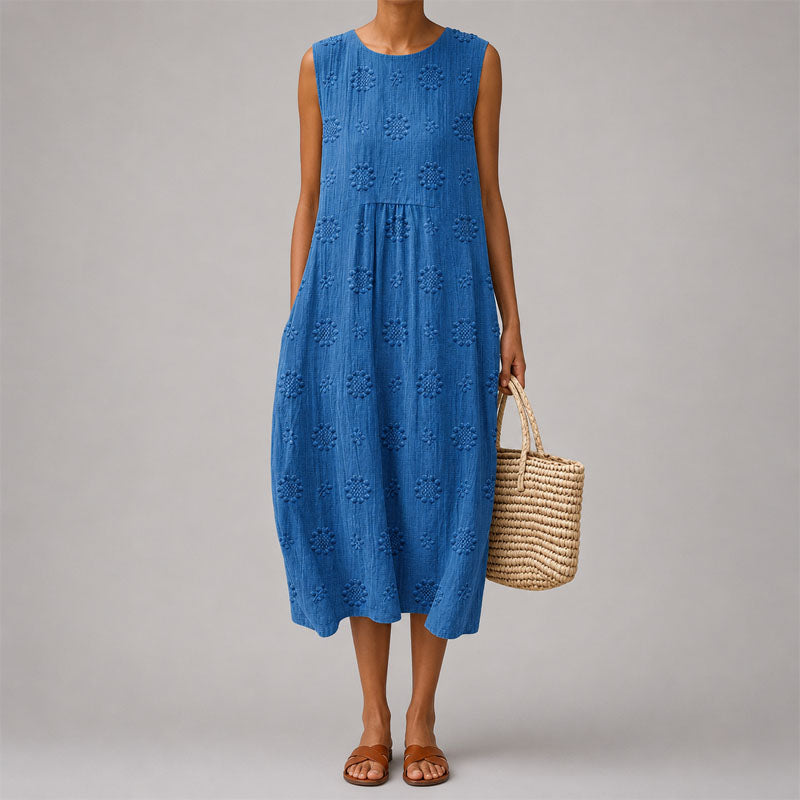Leanna - Women's Embroidered Sleeveless Midi Dress