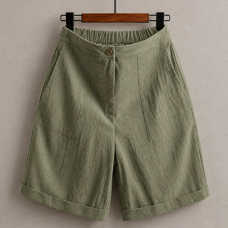 Leona - Women's Linen Relaxed Fit Bermuda Shorts