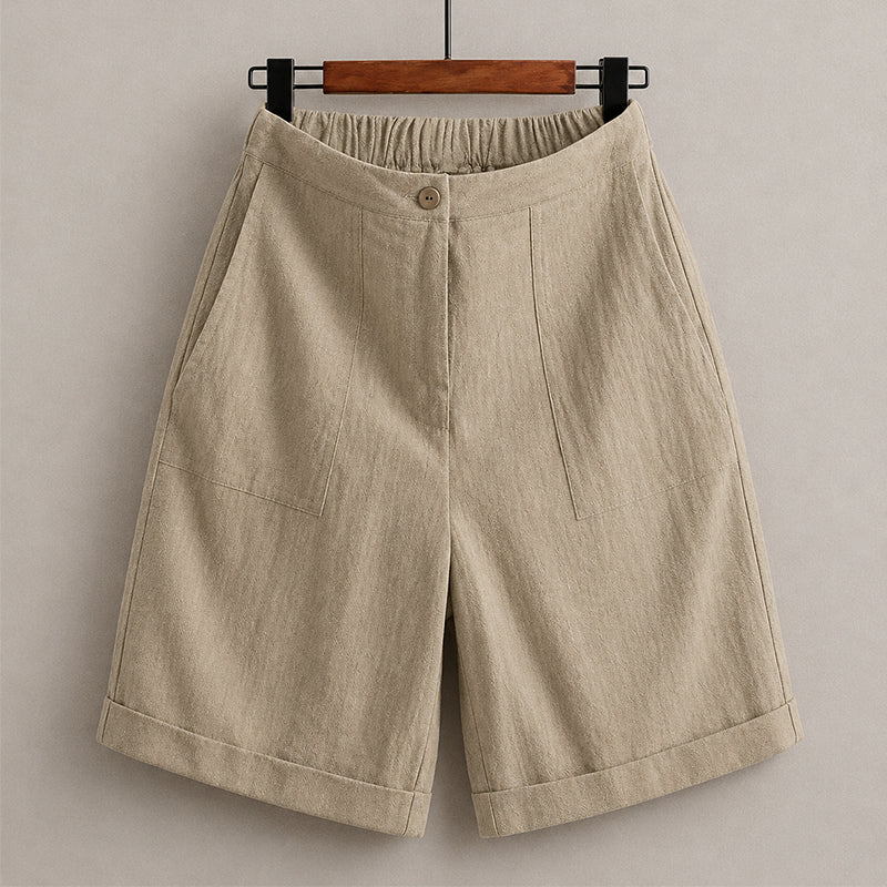 Leona - Women's Linen Relaxed Fit Bermuda Shorts