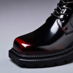 Lester - Men's Lace-Up Patent Leather Combat Boots