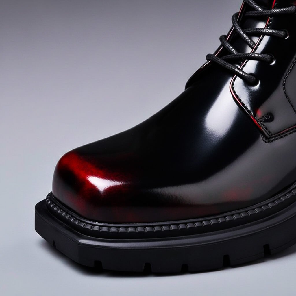 Lester - Men's Lace-Up Patent Leather Combat Boots