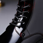 Lester - Men's Lace-Up Patent Leather Combat Boots