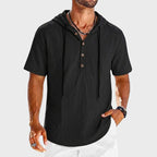 Liam - Men's Cotton Hooded Henley Shirt