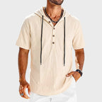 Liam - Men's Cotton Hooded Henley Shirt