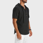 Liam - Men's Cotton Hooded Henley Shirt