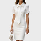 Lillian - Women's Pointed-Collar Tailored Pencil Dress