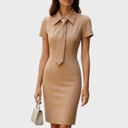 Lillian - Women's Pointed-Collar Tailored Pencil Dress