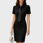 Lillian - Women's Pointed-Collar Tailored Pencil Dress