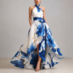 Lily - Women's Floral Halter Formal Maxi Dress