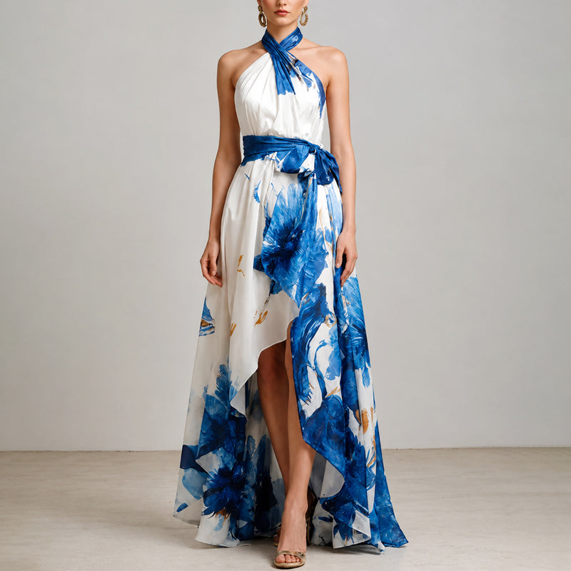 Lily - Women's Floral Halter Formal Maxi Dress