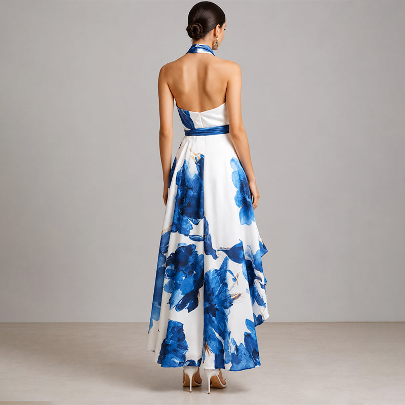 Lily - Women's Floral Halter Formal Maxi Dress