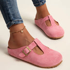 Lina - Women’s Suede-Look Buckled Clog Sandals