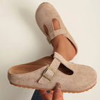 Lina - Women’s Suede-Look Buckled Clog Sandals