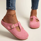 Lina - Women’s Suede-Look Buckled Clog Sandals