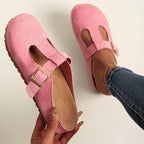 Lina - Women’s Suede-Look Buckled Clog Sandals