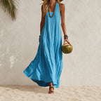Linda - Women's Sleeveless Pleated Boho Maxi Dress