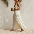 Linda - Women's Sleeveless Pleated Boho Maxi Dress