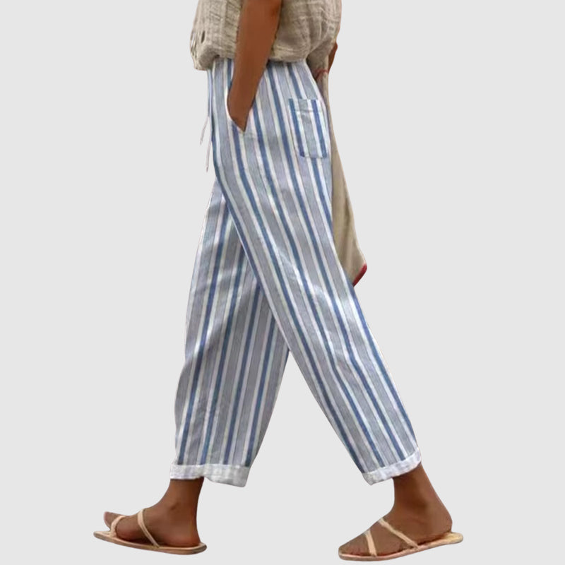 Lisa - Women's Floral Drawstring Wide Leg Pants