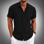 Logan - Men's Linen Textured Short-Sleeve Button-Down Shirt