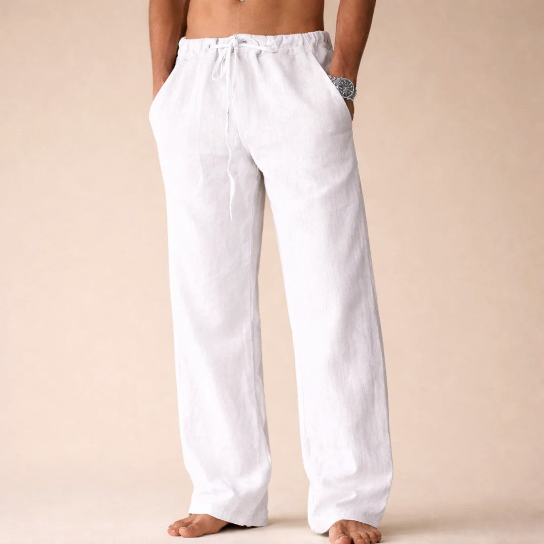 Logan - Men's Linen Lounge Drawstring Wide Leg Pants